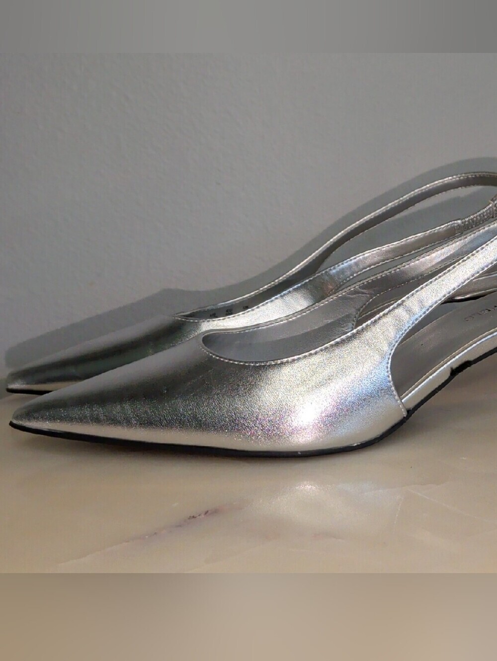 Karl Lagerfeld Silver Slingback Heels